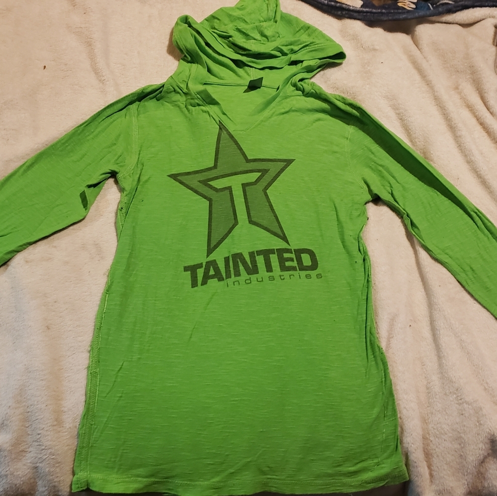 Womens 3/4 length sleeve Tainted Industries Hooded shirt